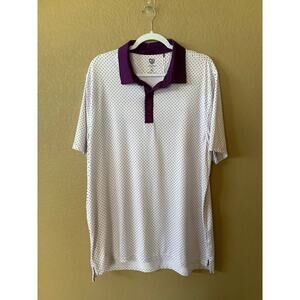 Graham Luxe Men's White W/ Purple Dots Golf Polo Sz XL